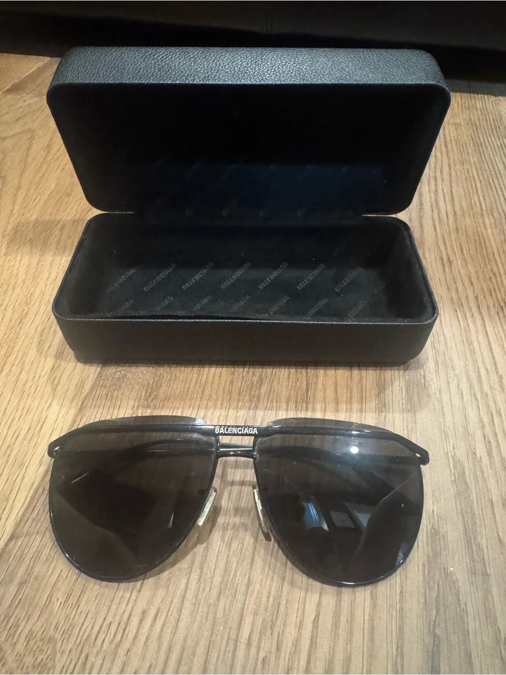 Balenciaga Black Aviator Sunglasses